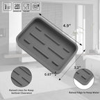 Silicone Kitchen Sink Organizer Tray for Multiple Usage,Easy Clean Sponges Holder for Kitchen Bathroom Counter or Sink,Dish Soap Dispenser,Scrubber,Bottle,Cup Grey 4.9”x 3.2”