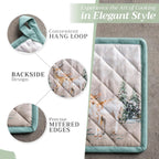 Maison d' Hermine Pot Holders Set 100% Cotton Heat Resistant Potholders 8" x 8" Hot Pads with Loop BBQ, Cooking, Baking, Grilling, Kitchen, Handling Hot Pans (Pack of 2, Deer in The Woods)