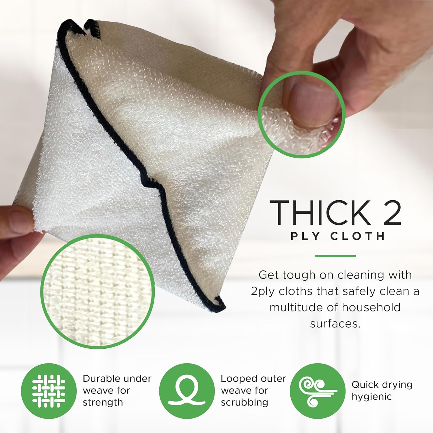 Whiffkitch Dishcloths Dishrags for Kitchen and Household Cleaning 9x9 6-Pack Non-Scratch 2-Ply Weave, Bamboo-Rayon Fabric, Absorbent, Washable, Long-Lasting