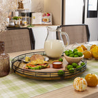 Lazy Susan Turntable Organizer for Table Top, 16’’ Round Wooden Lazy Susan for Cabinet Kitchen Countertop Pantry Dining Coffee Table for Condiments Spices, Rustic Bathroom Vanity Tray for Soap Candle