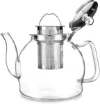 Teabloom Dublin Glass Teapot – Fine Borosilicate Glass – Stovetop and Microwave Safe – Removable Stainless Infuser – Ideal for Loose Leaf Tea – Large Capacity – 40 oz. / 1200 ml (4-5 Cups)