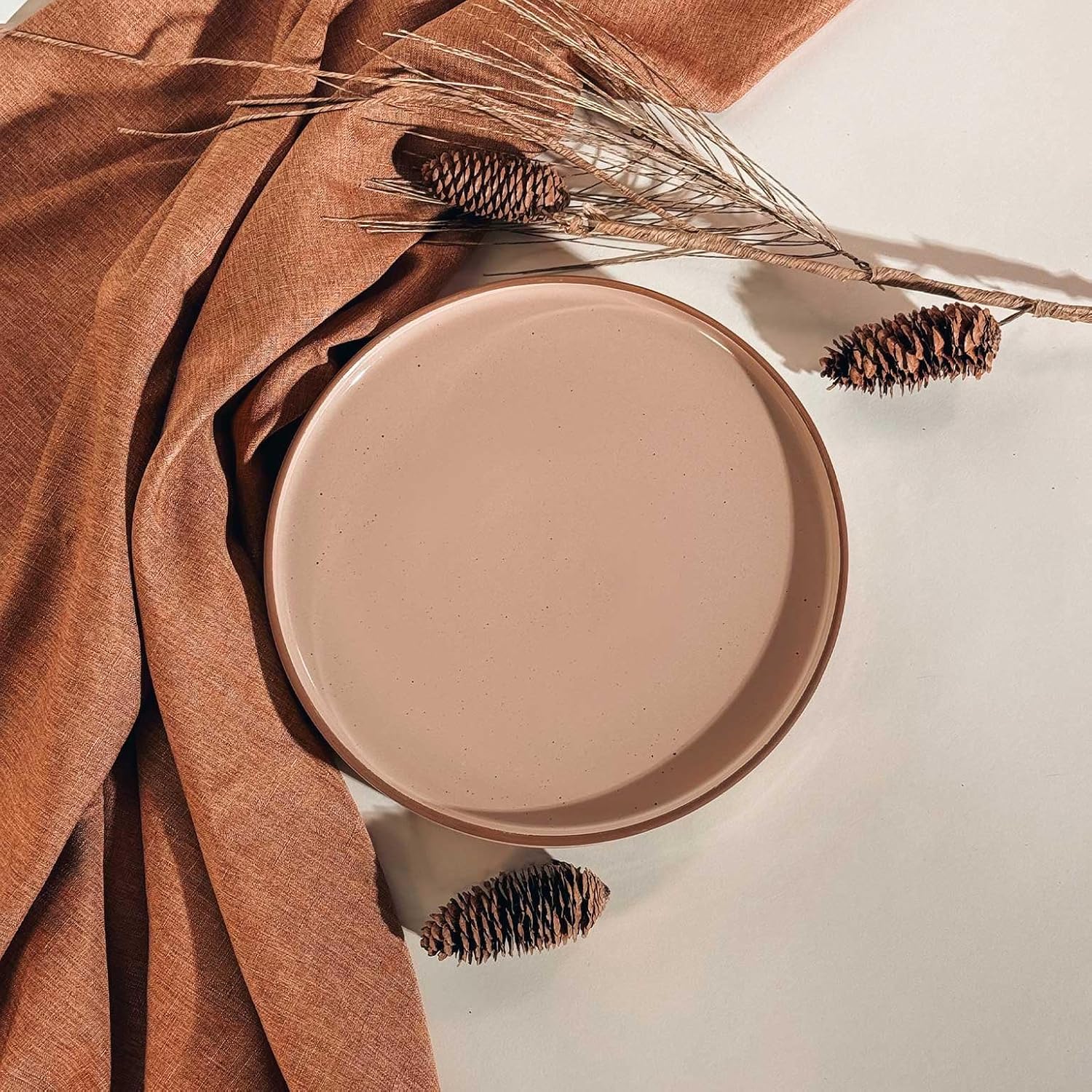 Mora Ceramic Flat Dinner Plates Set of 6, 10.5 in High Edge Dish Set - Microwave, Oven, and Dishwasher Safe, Scratch Resistant, Modern Dinnerware- Kitchen Porcelain Serving Dishes - Chai