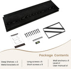 Dreamland Floating Shelves for Wall, 12 Inch Deep Floating Shelves Set of 2, 48W x 12D Large Wall Shelf with Sturdy Metal Brackets for Living Room, Bathroom, Bedroom and Kitchen, Black