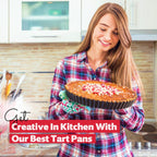 Tart Pan 9 Inch Removable Bottom- Carbon Steel Quiche Pan, Rust & Temperature Resistant Quiche Baking dish 550-600 °F- Non-Stick, Sturdy & Dishwasher Safe- Perfect for Baking Tarts