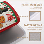 Christmas Gingerbread Man Dish Drying Mat Winter Large Kitchen Mats Dish Drying Pad Xmas Candy Absorbent Dish Dryer Mat for Kitchen Countertops Microfiber Drainer Pad Dish Drying Mats (18x24 in)