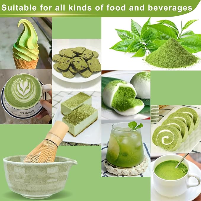 7 Pcs Matcha Whisk Set with Ceramic Bowl, Whisk, Holder, Bamboo Scoop, Sifter, Spoon and Holder, Matcha Kit for Matcha Lover (Matcha Green)