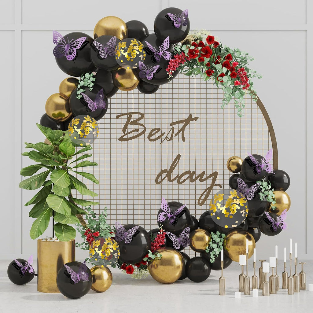 SAOROPEB 3D Butterfly Wall Decor - 48 Pcs, 4 Styles, 3 Sizes, Removable Stickers for Birthday & Party Decorations (Lavender)