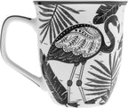 Karma Gifts 14 oz Black and White Boho Mug Flamingo - Cute Coffee and Tea Mug - Ceramic Coffee Mugs for Women and Men