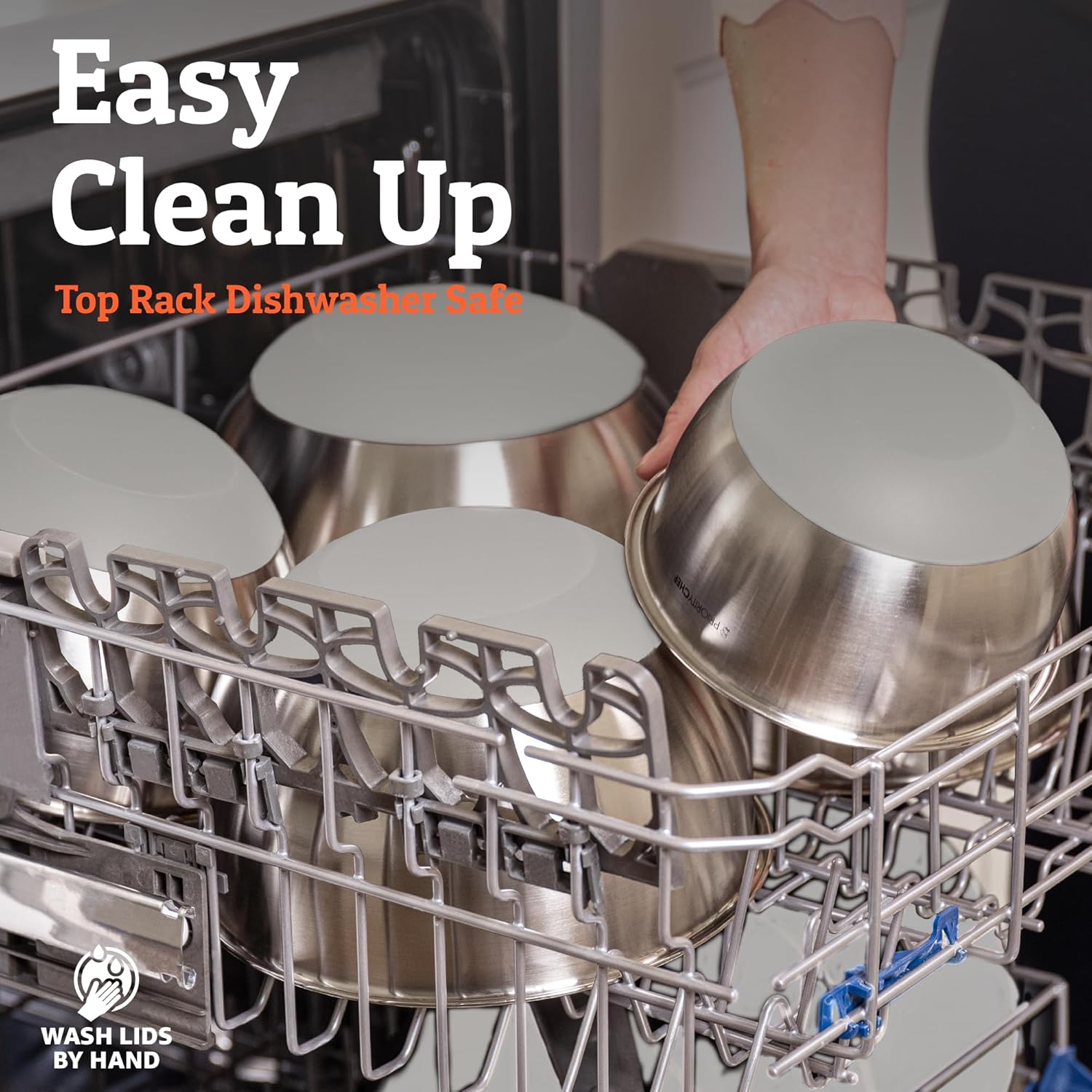 Priority Chef Premium Mixing Bowls With Airtight Lids Set, Thicker Stainless Steel Mixing Bowl Set, Large Prep Metal Bowls with Lids, Nesting Bowls for Kitchen, 1.5/2/3/4/5 Qrt, Khaki