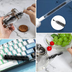 Straw Cleaner Brushes Sets, 12 Pieces 8.2 Inch Botthle Cleaning Brush and Nylon Tube Brush Brush Kit for Sippy Cup, Tumbler, Water Bottle, Drinking Straw (Black)