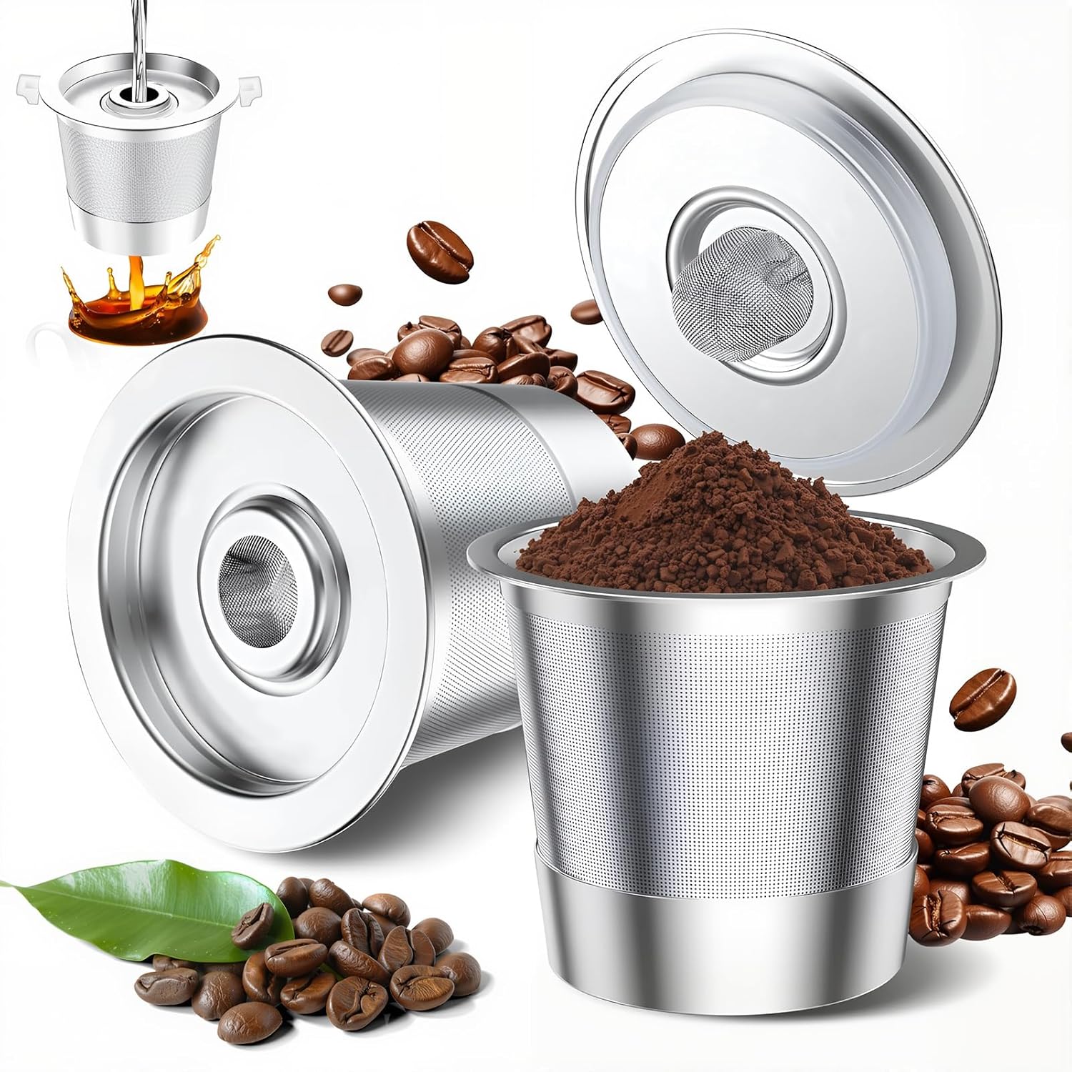 2 Pack Reusable Stainless Steel Coffee Pod for Keurig 1.0 – 2 Pack Refillable K Cup Filters, Eco-Friendly Permanent Coffee Pods, BPA-Free Universal Fit
