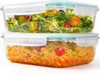 2Pack 9.8 Cups/ 78 Oz Large Glass Food Storage Containers with Lids, Glass Meal Prep Containers with Airtight Lids - BPA Free, Leakproof, Ideal for Food Storing/Serving, Microwave/Oven Safe