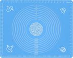 Silicone Baking Mat for Rolling Pastry Dough with Measurements, 25.6" x 17.7" BPA Free Non stick and Non Slip Blue Table Sheet Baking Supplies for Bake Pizza Cake