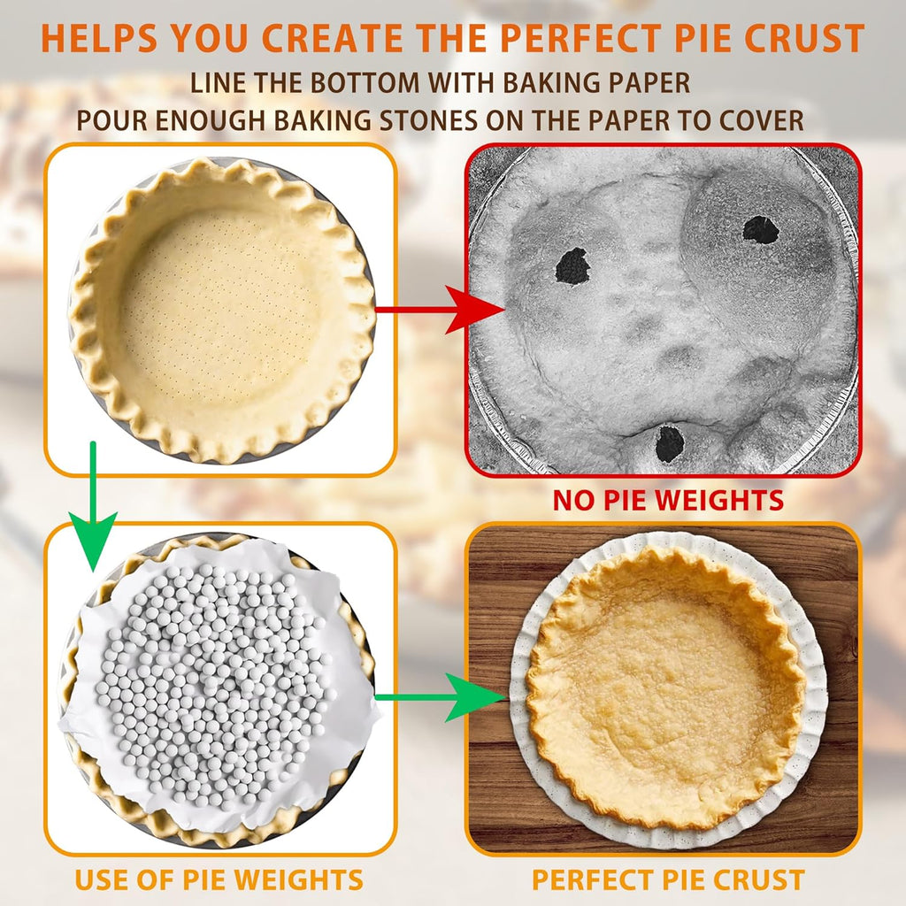 MOBYKE Pie Weights for Blind Baking, 2.2 LB Ceramic Pie Weights Blind Baking Beads Pie Weights for Baking Crust Reusable Natural Ceramic Stoneware with Storage Box…, big white