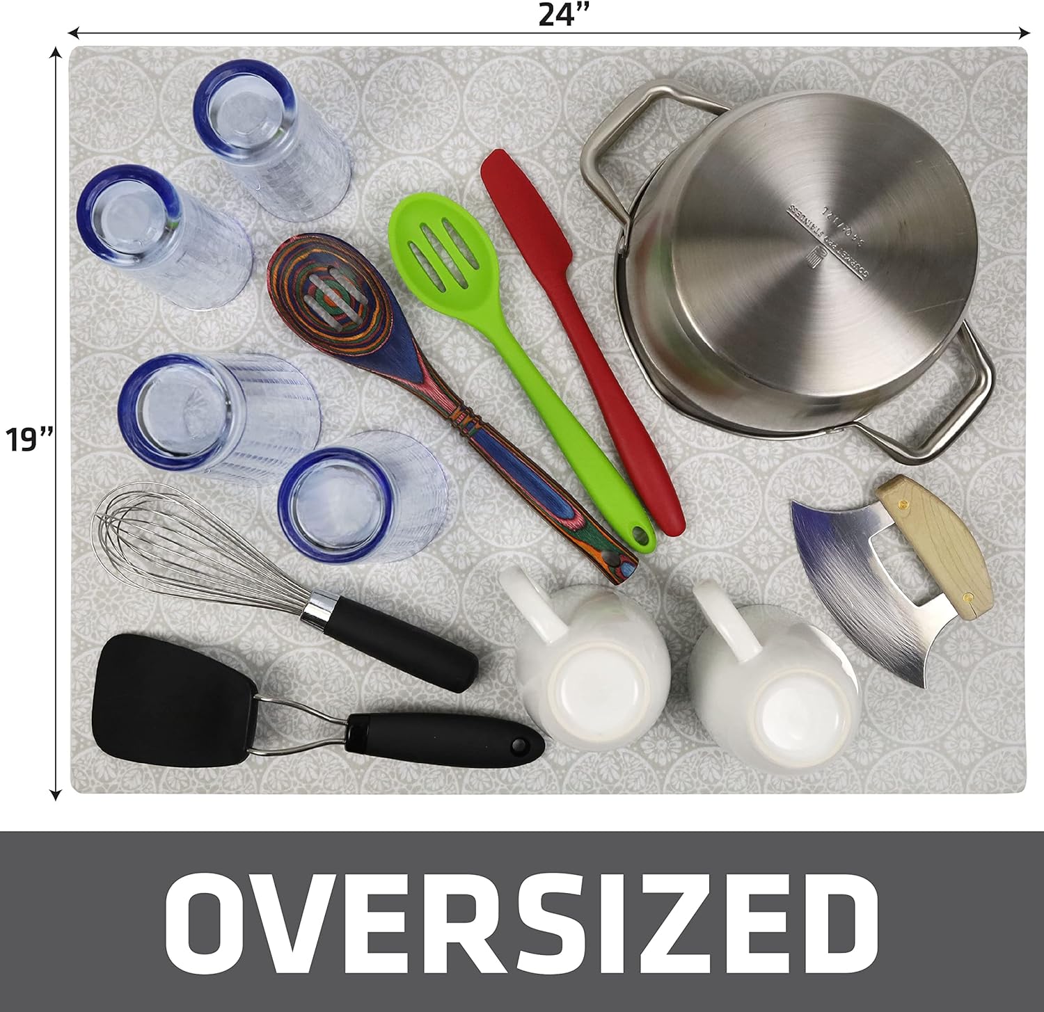 Drymate XL Dish Drying Mat, Oversized (19”x24”), Low-Profile, Super Absorbent, Quick Dry Fabric, Waterproof & Slip-Resistant, for Kitchen Counter, Trimmable, Easy to Clean (USA Made)(Tan)