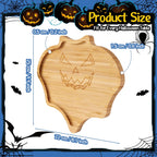 TJ POP Halloween Bat-Shaped Bamboo Serving Tray - 10"x9" Spooky Bat Snack Dessert Platter, Eco-Friendly Natural Wooden Charcuterie Board for Candy, Cookies, Appetizers, Party Decor & Festive Feasts