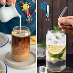 4pcs Set-16oz, Glass Cups with Bamboo Lids and Glass Straw - Beer Can Shaped,CuteTumbler Cup,Soda,deal for Cocktail,Iced Coffee Cups,4 Cleaning Brushes