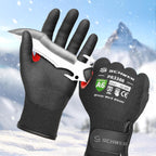 FreezeGuard Winter Work Gloves for Men and Women, ANSI A6 Cut Resistant Gloves With Super Grip, Freezer Glove for Work, Touchscreen, Thermal Insulated, PR3388, Non PFAS, Black Knight (XXL, 1 Pair)