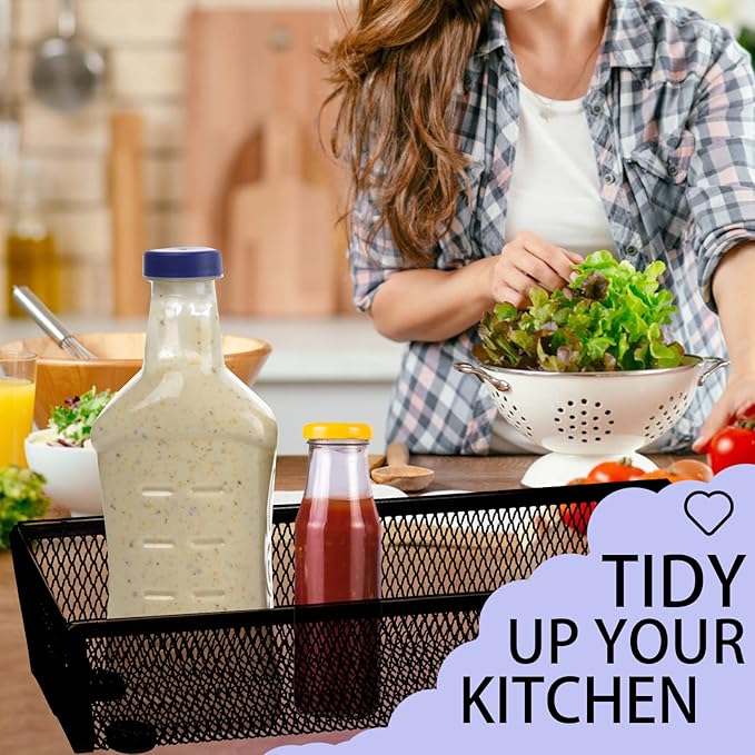 2PCS Drawer Organizer for Kitchen,Utensil Mesh Drawer Organizer with Interlocking Arm for Cosmetic,Flatware,Pen (9 * 3 * 2 Inches,Black)