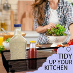 2PCS Drawer Organizer for Kitchen,Utensil Mesh Drawer Organizer with Interlocking Arm for Cosmetic,Flatware,Pen (9 * 3 * 2 Inches,Black)