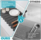 Extral Large Quick Dry Stone Drying Mat for Kitchen Counter,24"(L)x16"(W) Collapsible Eco-Friendly Absorbent Diatomaceous Earth Mat for Dishes Cups,Dish Drying Mats (Deep gray-Ellipse, 24x16 inch)