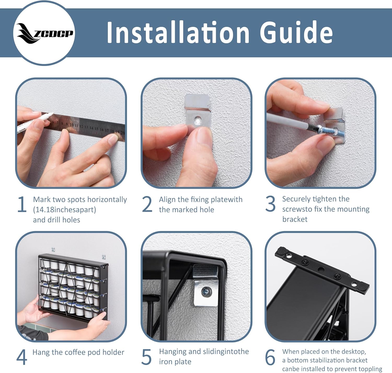 ZCDCP for K Cup Coffee Pod Holder, K Cup Holder Drawer Wall Mounted Coffee Pod Organiser (Holds 21 Coffee Pods)