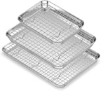 Stainless Steel Cookie Sheets, Baking Sheet Pan Set of 3 with Wire Cooling Rack, Non Stick and Heavy Duty and Easy Clean, 9/12/16 Inch