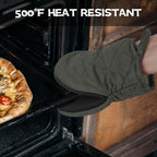 Oven Mitts and Pot Holders Set, Pack of 4, Heat Resistant Silicone Kitchen Mini Oven Mittens for 500 Degrees, Mini Oven Gloves and Hot Pads for Baking Grilling Barbecue Microwave Machine Washable