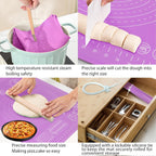 Silicone Baking Mat 28" x 20" Extra Thickness Dough Rolling Mat with Measurements and Edge Heightening, Non-stick Food Grade Silicone Pastry Mat for Pastry, Bread, Cookies, Pizza, Fondant, Pasta