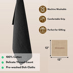 Native Fab 6 Pack Waffle Dish Cloths - 12x12 inches, 100% Cotton, Soft, Absorbent & Quick Drying Towels for Cleaning, Cooking & Baking - Great for Home, Restaurants, Bars, Multipurpose Use - Black