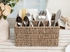 StorageWorks Wicker Flatware Organizer, Hand Woven Seagrass Cutlery Holder for Countertop with Handle, 1 Pack