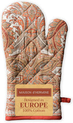 Maison d' Hermine Oven Gloves 100% Cotton Oven Mitt 7" x 13" with Loop Heat Resistant, BBQ, Cooking Gloves, Baking, Grilling, Kitchen, Handling Hot Pans (Pack of 1, Kashmir Paisley)