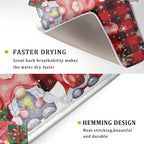 Winter Gnome Dish Drying Mat 18x24 inch Christmas Elf Trees Snowflakes Dish Drainer Mats Large Black Red Buffalo Plaids Fast Drying Absorbent Dish Drying Pad for Kitchen Countertop Holiday Decor