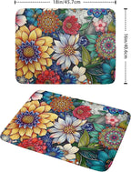 Boho Floral Dish Drying Mat for Kitchen Counter 16x18 Inch Boho Blooming Flower Dishes Pad Super Absorbent Drying Mat Heat Resistant Dish Drying Pad Anti-Slip Dish Mat Fast Dry Kitchen Bar Accessories