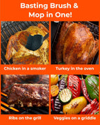 Grill Basting Mop – Silicone BBQ Basting Brush for Cooking, Oil & Sauce Brush for Grilling, Heat-Resistant Baster Brush, Dishwasher Safe Grill Mop for BBQ, Smoking, Roasting