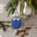 DOMICARE Stainless Steel Wine Tumbler Bulk with Lid, Personalized Insulated Tumblers Set, 12oz Travel Coffee Cups Pack of 12, Dark Blue