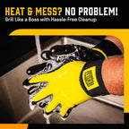 Hey Grill Hey Pitmaster Gloves | BBQ Gloves | Heat Protection up to 500°F or 260°C | High Temp Resistance | Fireproof Glove for Grilling Smoking Barbecue | Washable Mitts | Waterproof | Size - XL