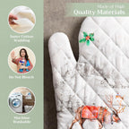 Maison d' Hermine Oven Gloves 100% Cotton Oven Mitt 7" x 13" with Loop Heat Resistant, BBQ, Cooking Gloves, Baking, Grilling, Kitchen, Handling Hot Pans (Pack of 1, Christmas Tradition)