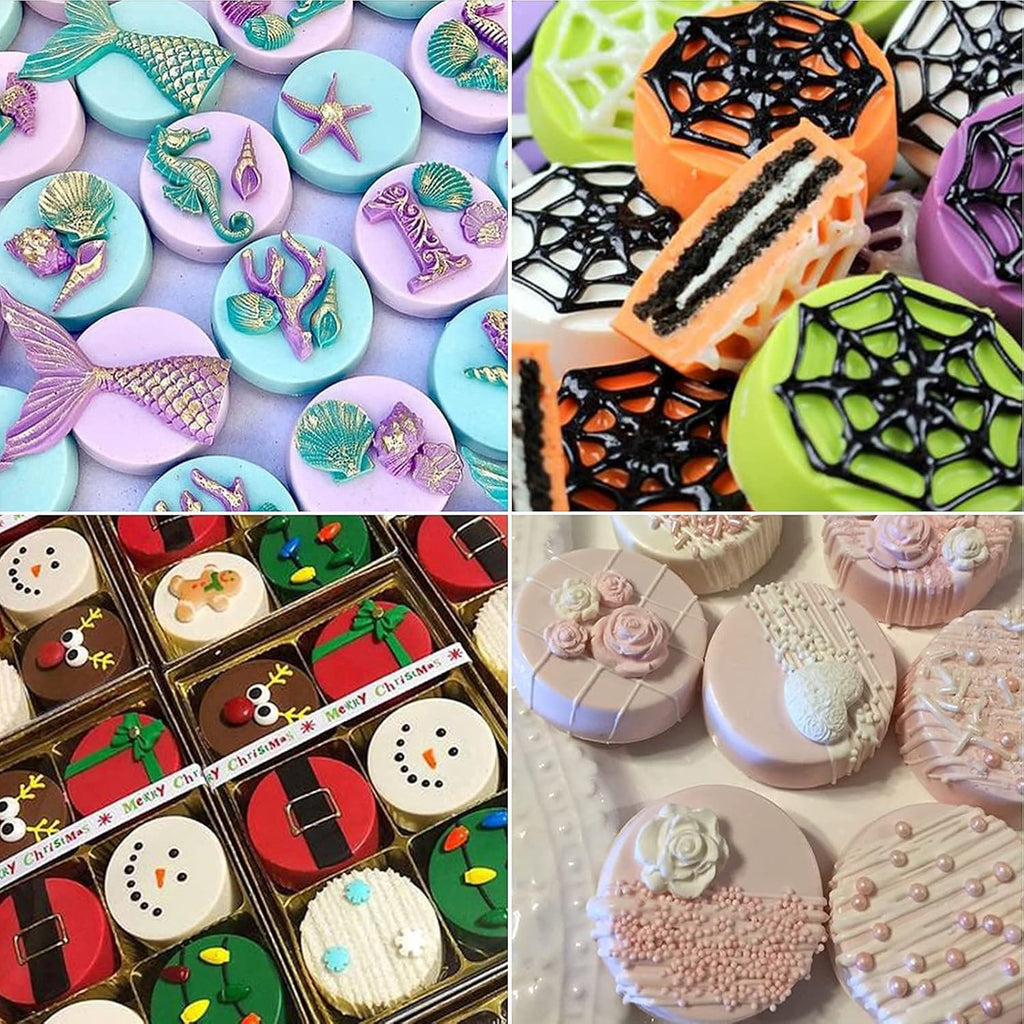 Chocolate Molds,Dubai Chocolate Mold and Scraper for Stuffed Bar,Deep Round Fix Chocolate Candy Bar Mold for Filling Knafeh Pistachio Chocolate Bar Kit