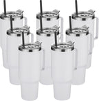 HASLE OUTFITTERS 40 oz Stainless Steel Tumbler with Handle, Vacuum Insulated Tumblers Bulk, Reusable Double Wall Travel Coffee Mug, Durable Powder Coated Water Bottles(White, 8)