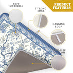 Giwawa Chinoiserie Dish Drying Mat 18x24in Blue White Oriental Floral Birds Kitchen Drainer Mats Porcelain Flowers Absorbent Microfiber Dish Drying Pad Large for Countertop Home Decor