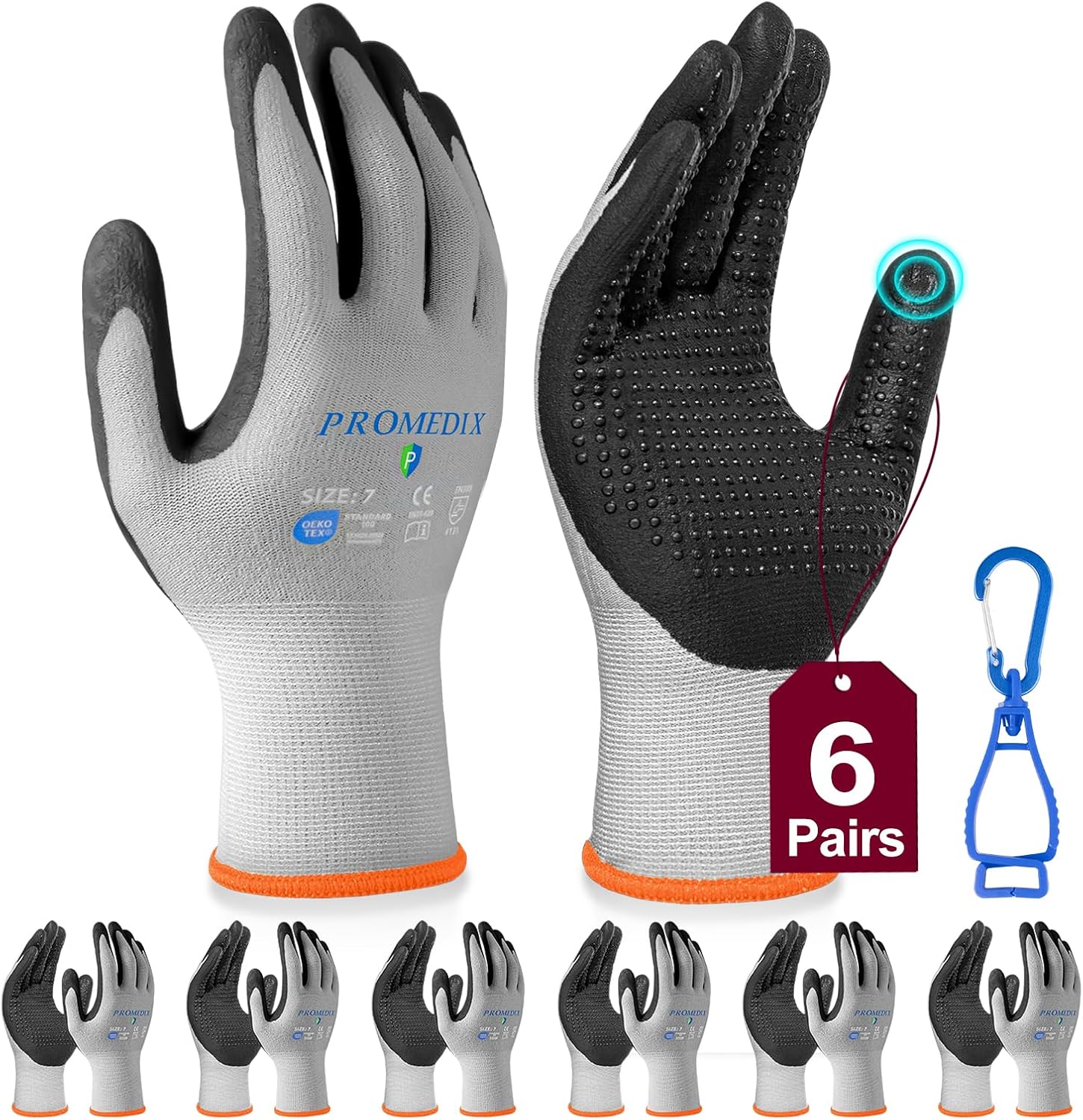 PROMEDIX P Nitrile Coated Work Gloves,MicroFoam Safety Work Gloves Men,Seamless Knit Nylon&spandex Gloves with Grip