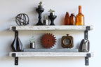 Urban Legacy Accent Shelves | Reclaimed Barn Plank | Set of 2 with Full Brackets (White Wash 40" x 4.5" x 2")