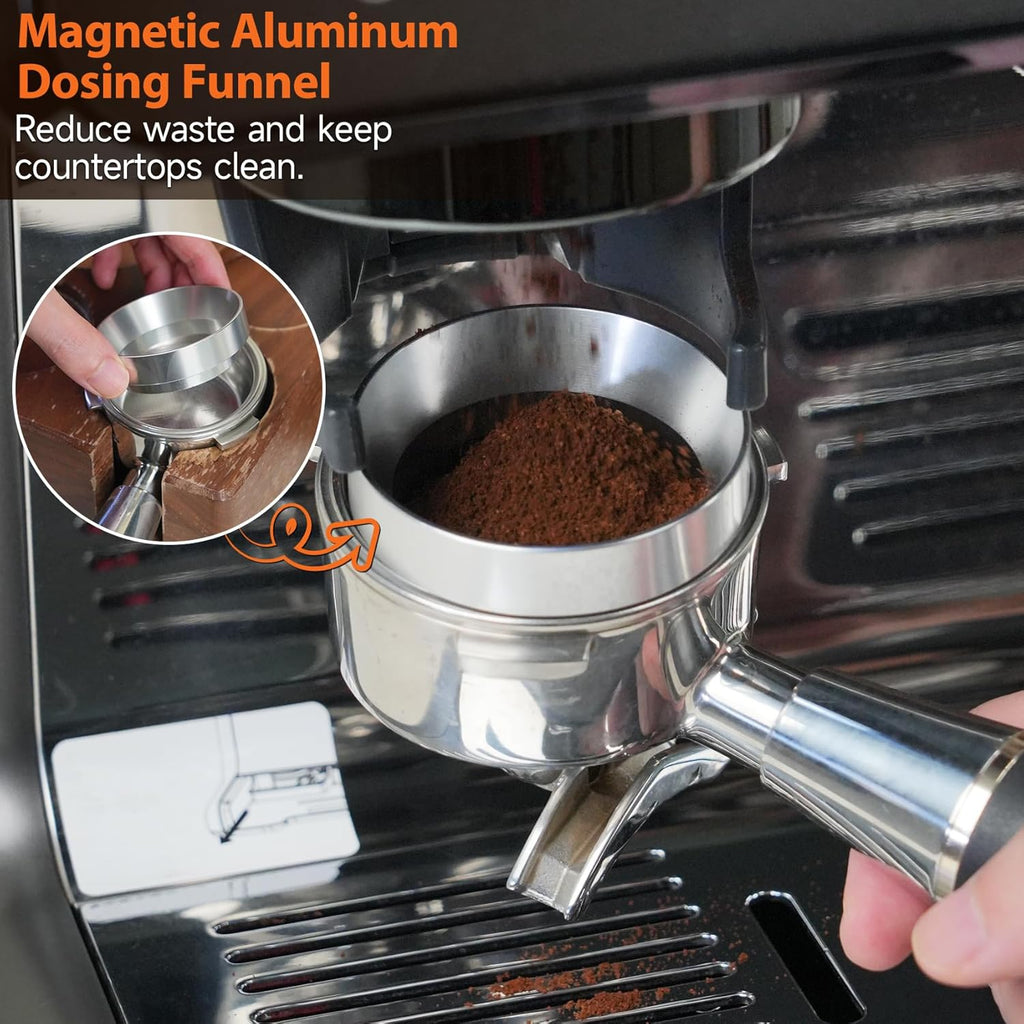 51mm Espresso Accessories Kit, Spring Loaded Calibrated Tamper, WDT Tool, Dosing Funnel, Fits Espresso Coffee Machines and 51 mm Portafilters, Barista Tools