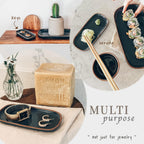 Mora Ceramic Decorative Tray - Rectangle 6.4in Dish for Jewelry, Perfume, Makeup, Accessories, Candle, in The Bathroom Vanity, Bedside, or Kitchen Counter. Cute Organizers - Black