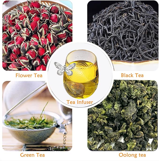 Tea Infusers for Loose Tea 3 Sets Tea Infuser Loose Leaf Tea Steeper Tea Stainless Steel Ball Mesh Tea Strainer Filters with Crtstal Pendant (Animal 4)