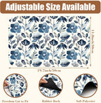Blue Flowers Dish Drying Mat for Kitchen Counter Coffee Mat Hide Stain Absorbent Dish Drainer Rack Pad with Non-Slip Rubber Backed Espresso Machine Coffee Bar Accessories 11.8 x 19.7 Inch