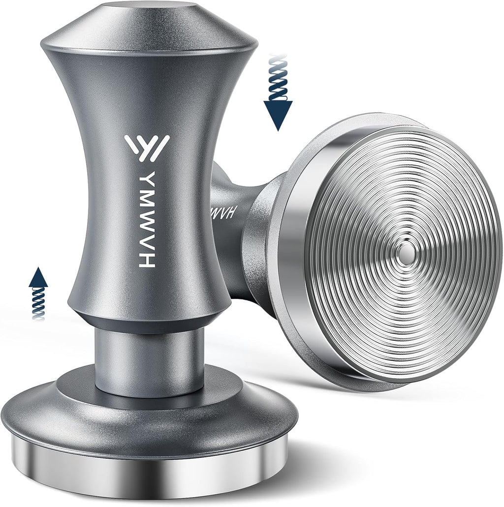 Espresso Tamper 58.3mm Barista Coffee Tamper with Dual Spring Loaded 100% Stainless Steel Ripple Base, Constant 30lb, Compatible with Espresso Machine Rancilio, Gaggia Portafilter, E61 Group(Silver)
