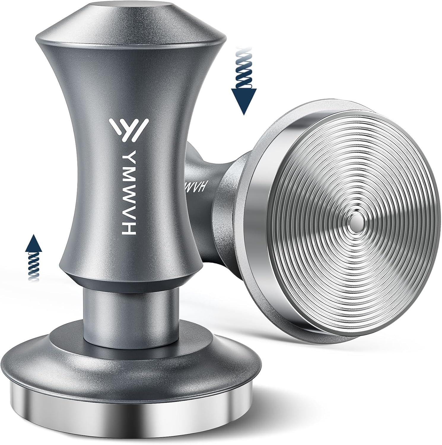 Espresso Tamper 58.3mm Barista Coffee Tamper with Dual Spring Loaded 100% Stainless Steel Ripple Base, Constant 30lb, Compatible with Espresso Machine Rancilio, Gaggia Portafilter, E61 Group(Silver)