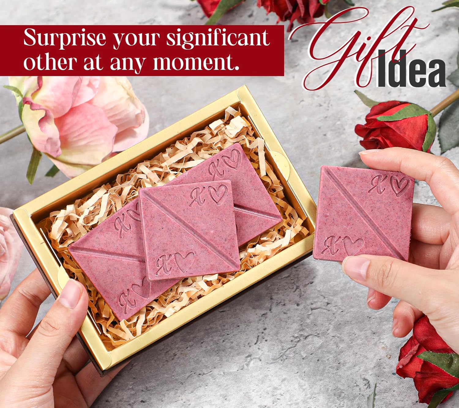 Webake Square Break-Apart Chocolate Mold, 2 Pack Silicone Conversation Chocolate Molds, Romantic Couples Chocolate Mold